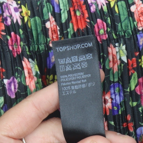 Topshop Women’s Petite Multicoloured Floral Pleated Skirt Size 6