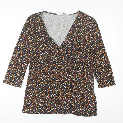Mamalicious Women’s Multicoloured Floral Wrap Blouse M 3/4 Sleeve V-Neck