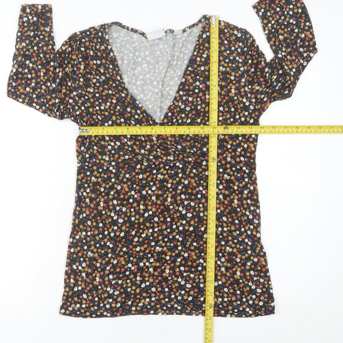 Mamalicious Women’s Multicoloured Floral Wrap Blouse M 3/4 Sleeve V-Neck