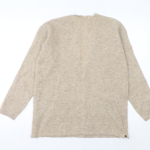 Two Plus One Women’s Beige Wool Cardigan S V-Neck Knit