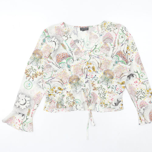 Topshop Women Petite Multicoloured Wrap Blouse UK 10