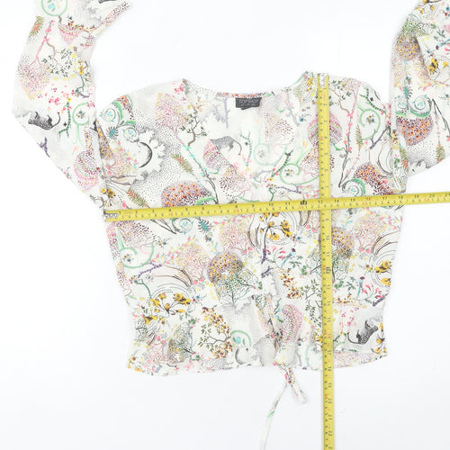 Topshop Women Petite Multicoloured Wrap Blouse UK 10