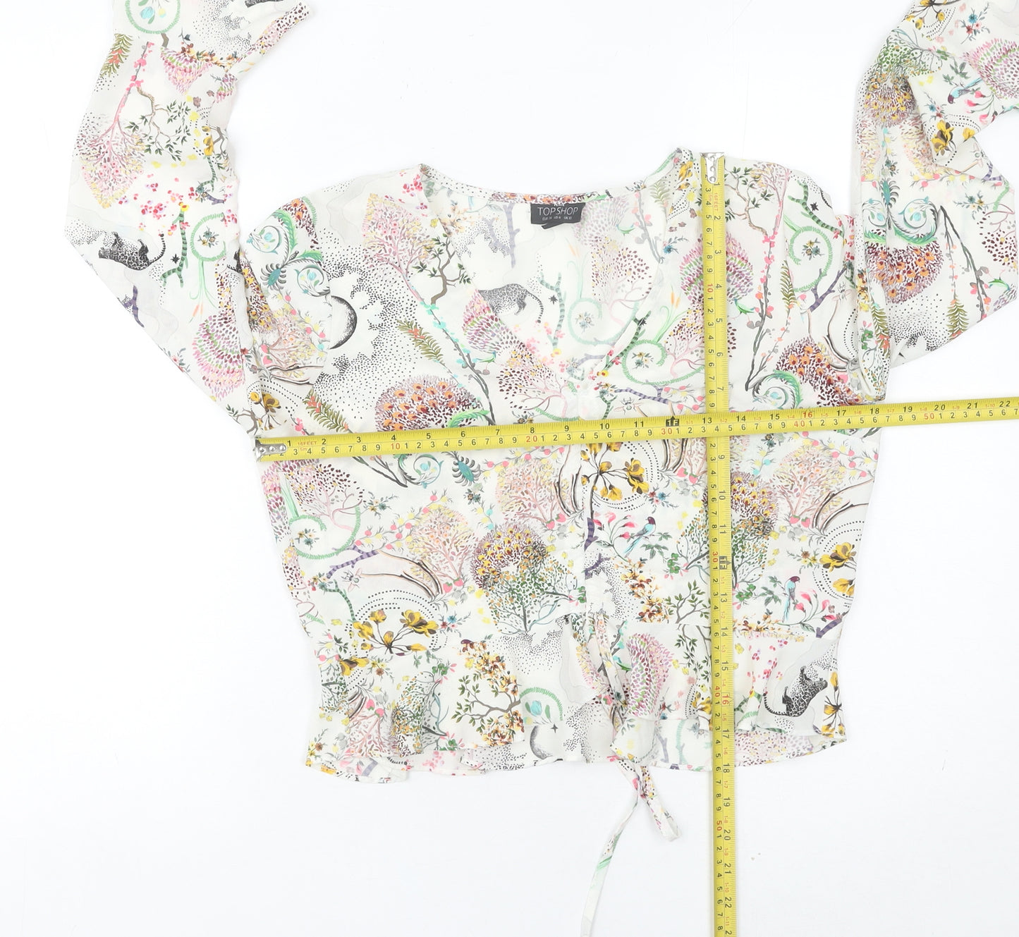 Topshop Women Petite Multicoloured Wrap Blouse UK 10