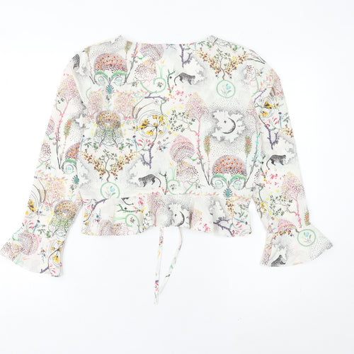 Topshop Women Petite Multicoloured Wrap Blouse UK 10