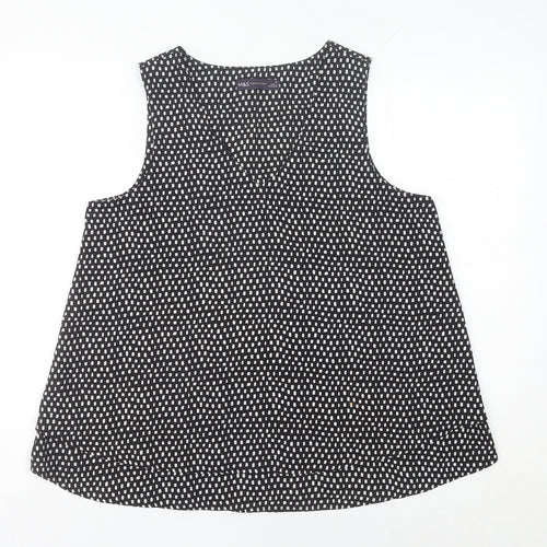 Marks and Spencer Women Black Geometric Tank Top Size 20 Polyester V-Neck