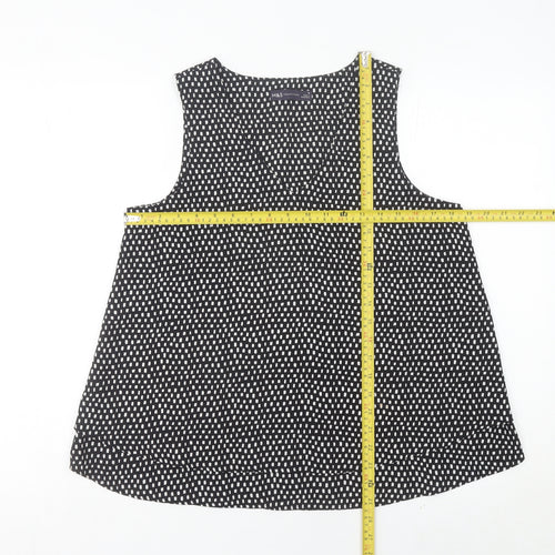 Marks and Spencer Women Black Geometric Tank Top Size 20 Polyester V-Neck