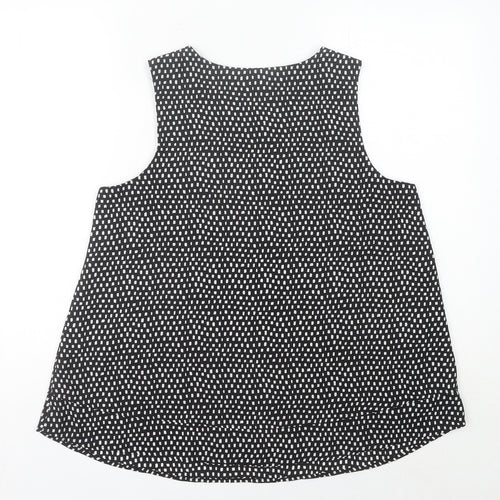 Marks and Spencer Women Black Geometric Tank Top Size 20 Polyester V-Neck