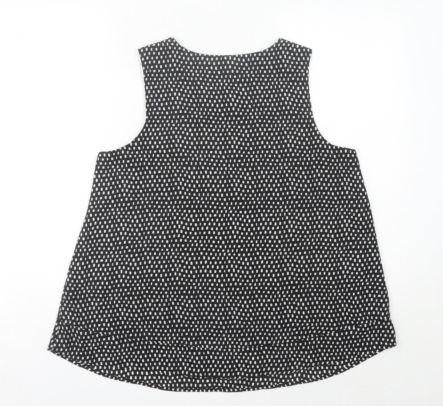 Marks and Spencer Women Black Geometric Tank Top Size 20 Polyester V-Neck