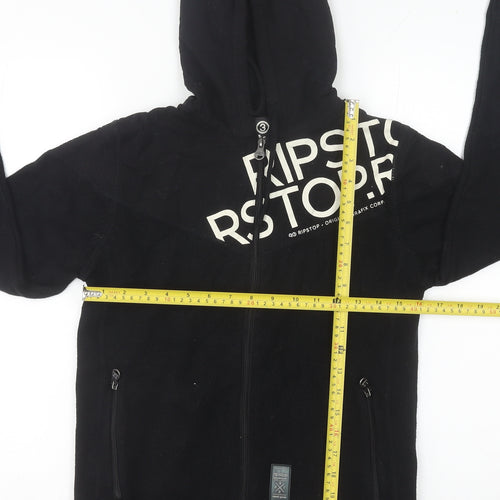 Ripstop Boys Black Full Zip Hoodie Jumper Size L Knit Cotton Blend
