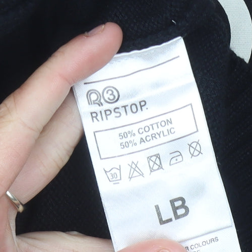 Ripstop Boys Black Full Zip Hoodie Jumper Size L Knit Cotton Blend