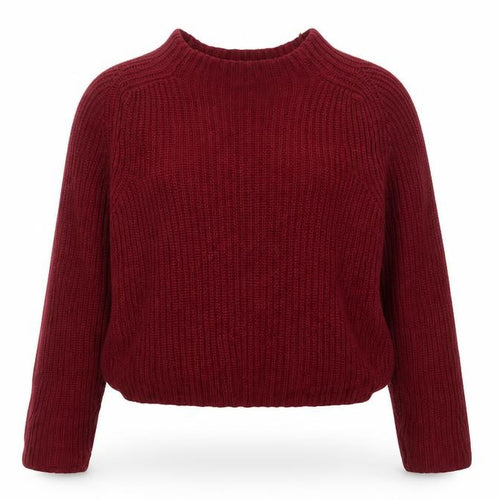 American Apparel Women’s Red Chunky Knit Mock Neck Pullover Jumper Size L