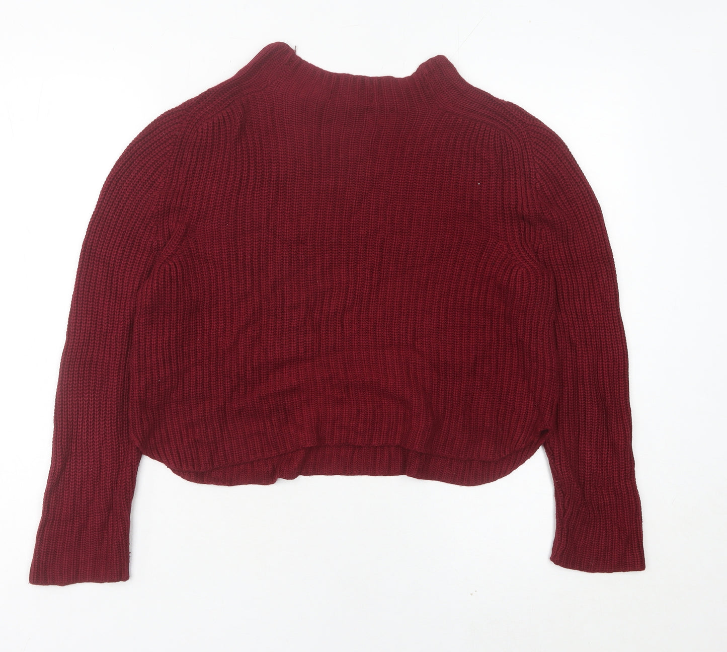American Apparel Women’s Red Chunky Knit Mock Neck Pullover Jumper Size L