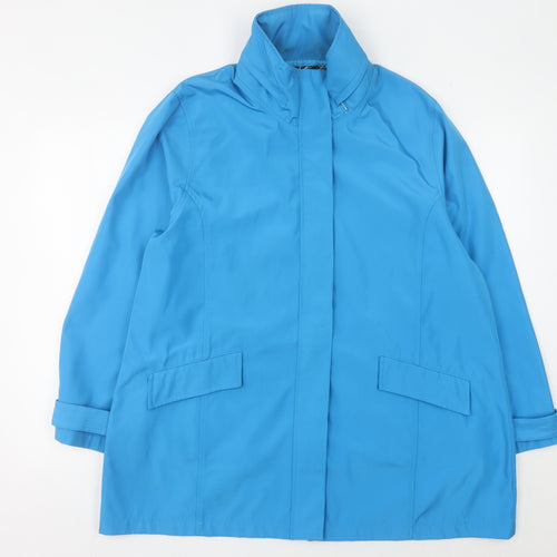 TIGI Womens Blue Mid-Length Waterproof Rain Coat Size 14
