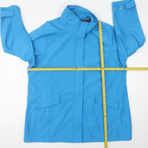 TIGI Womens Blue Mid-Length Waterproof Rain Coat Size 14