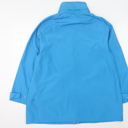 TIGI Womens Blue Mid-Length Waterproof Rain Coat Size 14