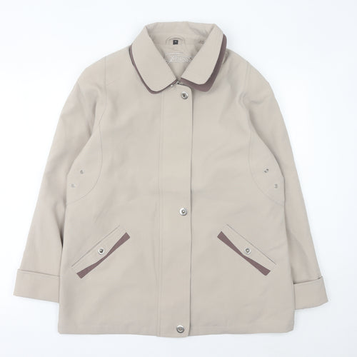 Finesse Womens Beige Rain Coat Size 14 Mid-Length Polyester Jacket