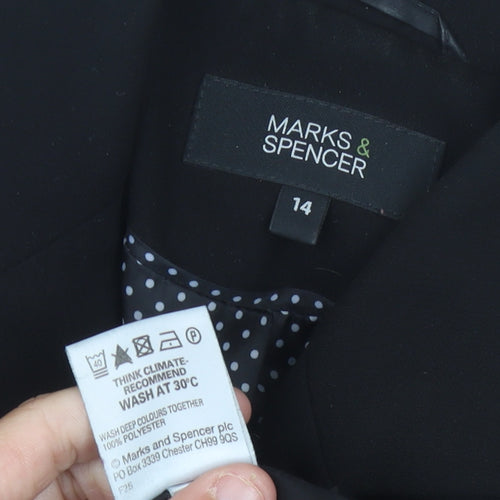 Marks and Spencer Women Black Size 14 Blazer Jacket Smart Workwear