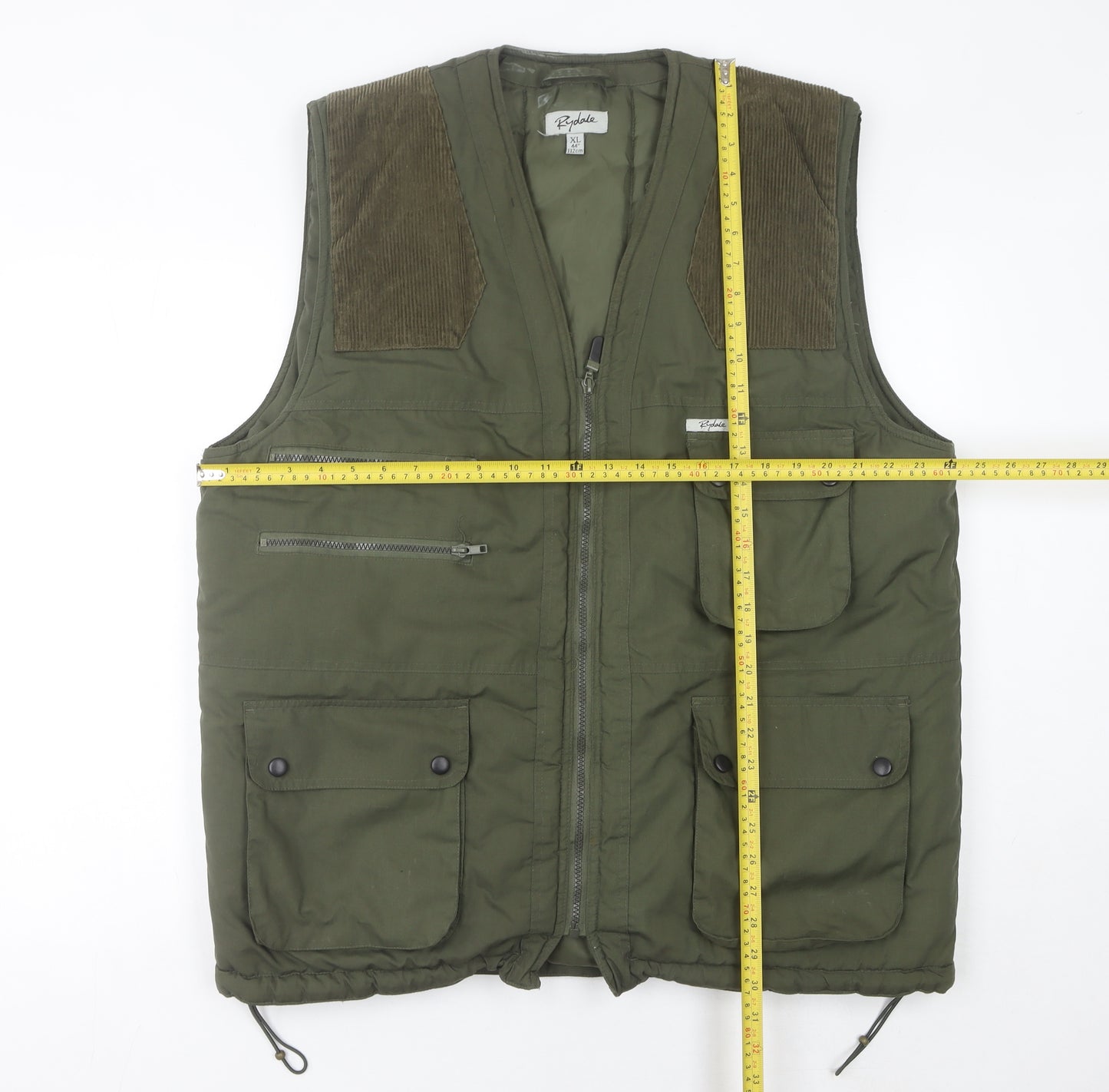 Rydale Men's Green XL Waistcoat Outdoor Full Zip Pockets Hunting Vest