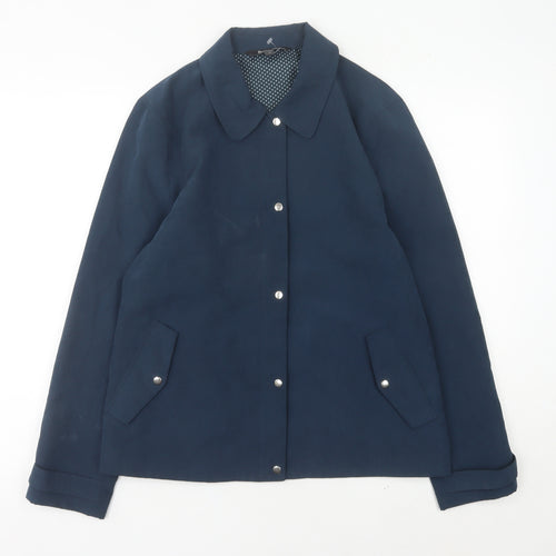 Bonmarche Womens Blue Mid-Length Button Jacket Size 14 Casual Workwear