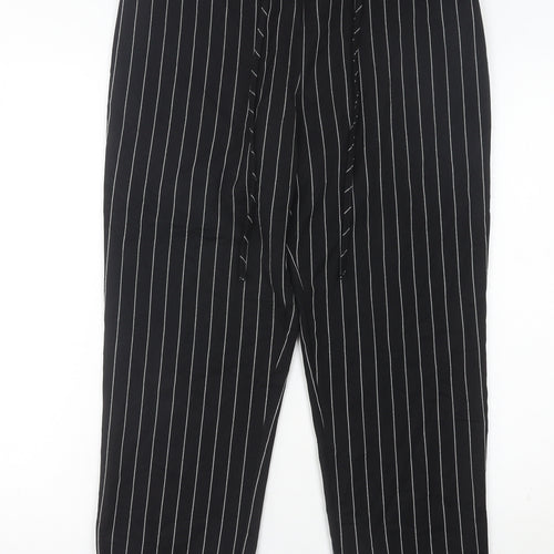 ASOS Womens Black Striped Jogger Trousers Size 10 Elastic Waist
