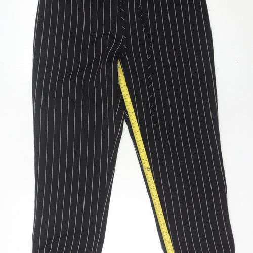 ASOS Womens Black Striped Jogger Trousers Size 10 Elastic Waist
