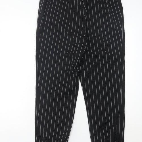 ASOS Womens Black Striped Jogger Trousers Size 10 Elastic Waist