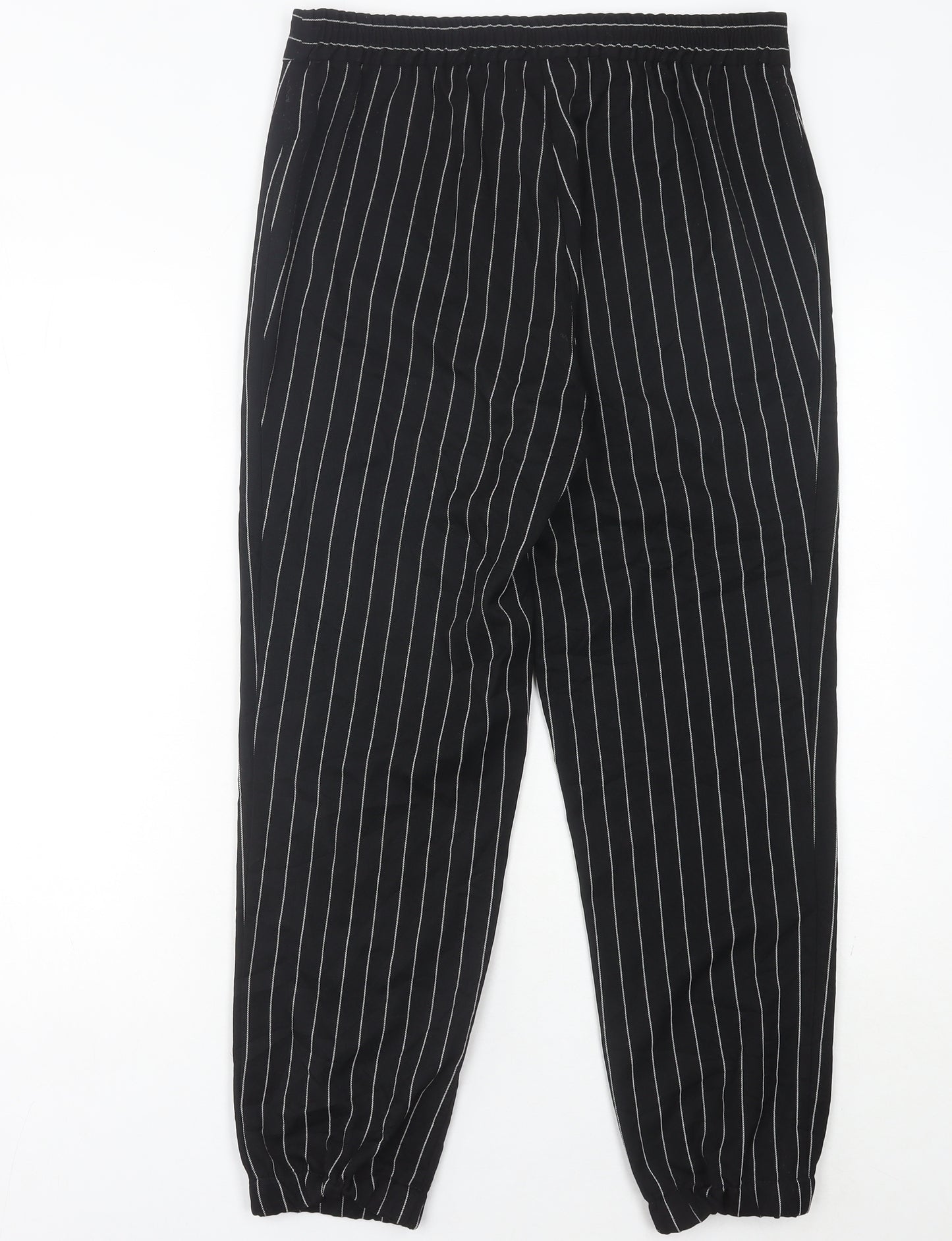 ASOS Womens Black Striped Jogger Trousers Size 10 Elastic Waist