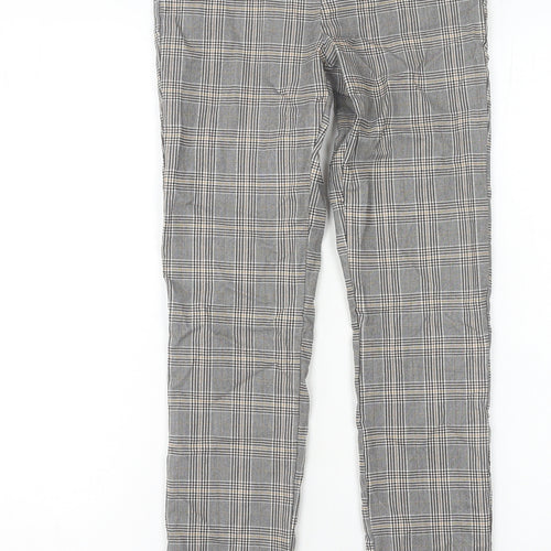 Zara Women Grey Plaid Slim Fit Chino Trousers Size S