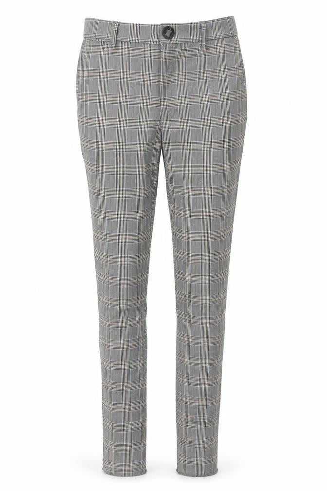 Zara Women Grey Plaid Slim Fit Chino Trousers Size S