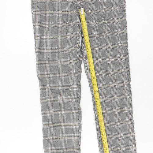 Zara Women Grey Plaid Slim Fit Chino Trousers Size S