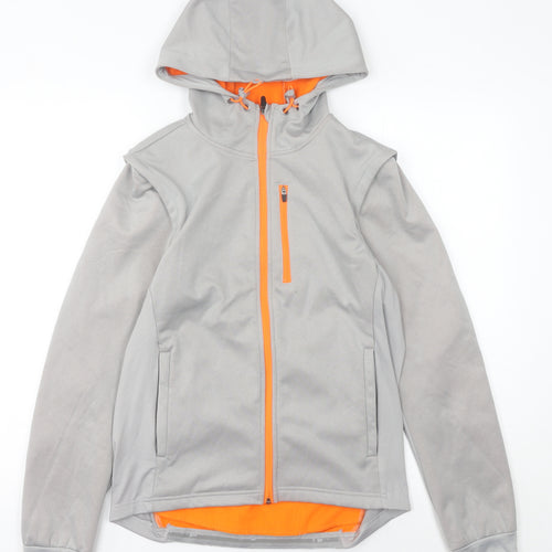 Crane Womens Grey Hooded Soft Shell Activewear Jacket Size 12