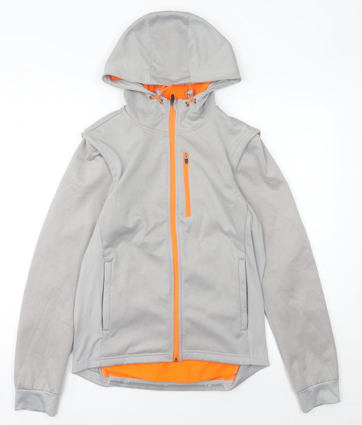 Crane Womens Grey Hooded Soft Shell Activewear Jacket Size 12