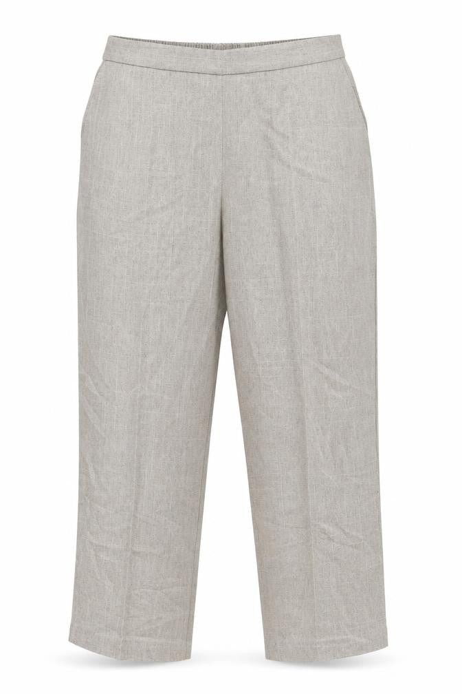 Front view of Autonomy Women Beige Straight Leg Trousers, size 18, Polyester