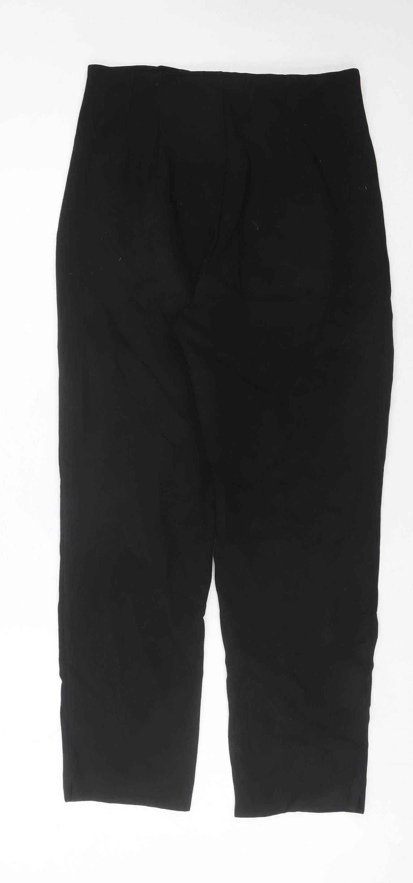 Stradivarius Women’s Black Size 10 Pleated High Rise Straight Trousers