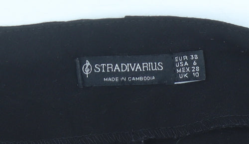 Stradivarius Women’s Black Size 10 Pleated High Rise Straight Trousers