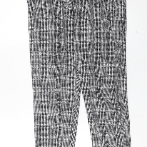 New Look Womens Grey Check Paperbag Trousers Size 10 Workwear