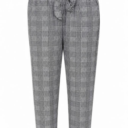 New Look Womens Grey Check Paperbag Trousers Size 10 Workwear