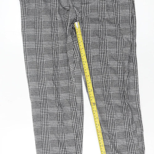 New Look Womens Grey Check Paperbag Trousers Size 10 Workwear