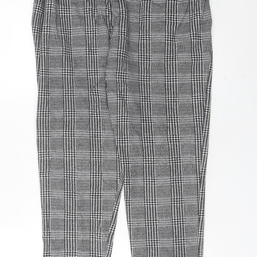 New Look Womens Grey Check Paperbag Trousers Size 10 Workwear