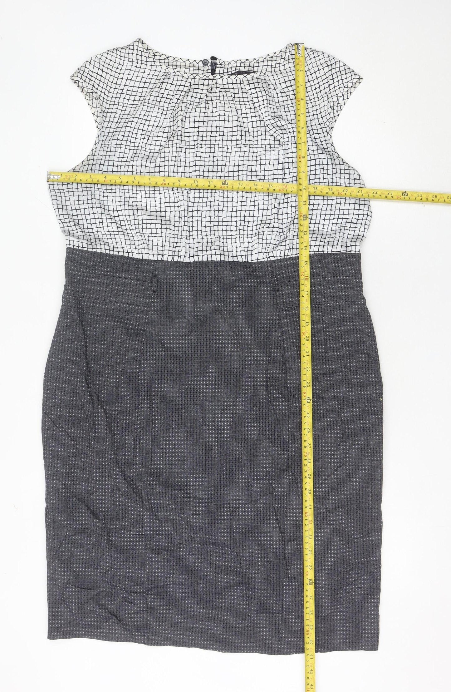 Marks and Spencer Women’s Black White Sheath Dress UK 20 Workwear