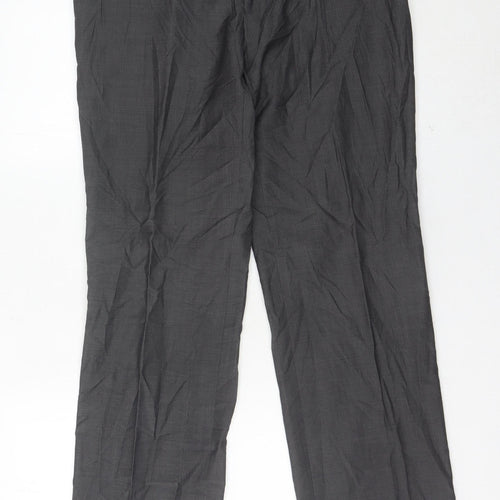 Next Men’s Grey 32L Formal Dress Pants Wool Blend Pleated