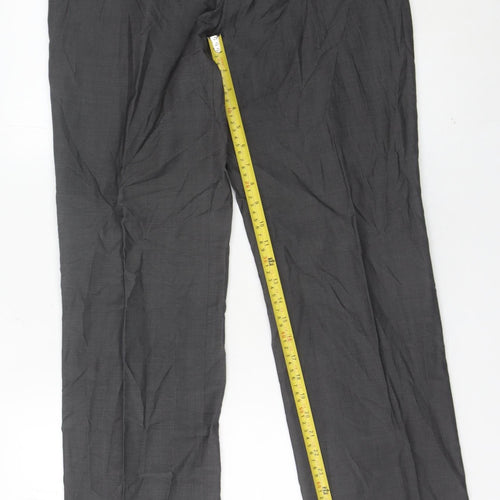 Next Men’s Grey 32L Formal Dress Pants Wool Blend Pleated