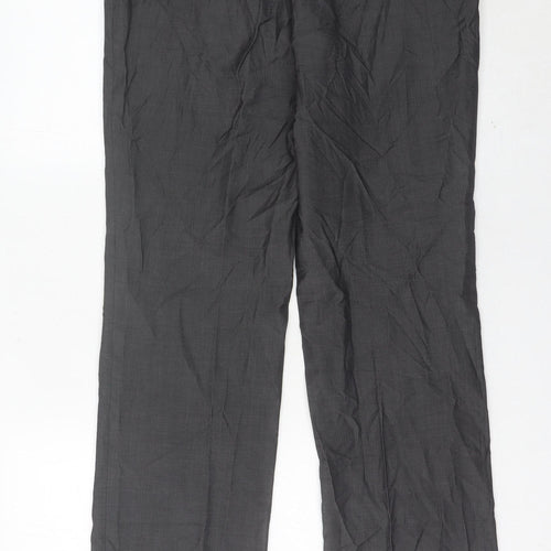 Next Men’s Grey 32L Formal Dress Pants Wool Blend Pleated