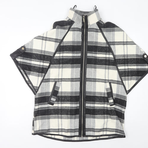 River Island Women’s Black Grey Plaid Cape Poncho XS