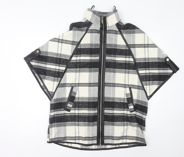 River Island Women’s Black Grey Plaid Cape Poncho XS
