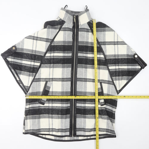River Island Women’s Black Grey Plaid Cape Poncho XS