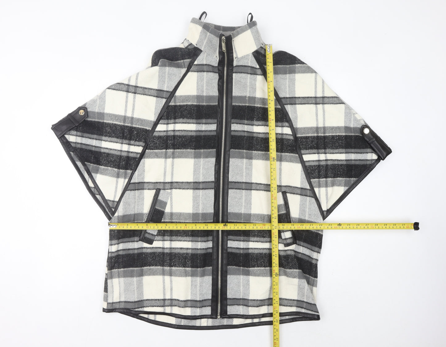 River Island Women’s Black Grey Plaid Cape Poncho XS