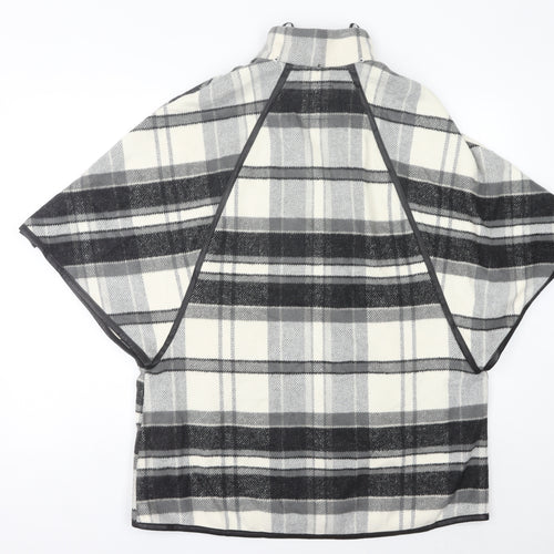 River Island Women’s Black Grey Plaid Cape Poncho XS