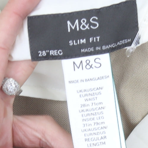 Marks and Spencer Men’s Beige Slim Fit Chino Trousers 28W 31L