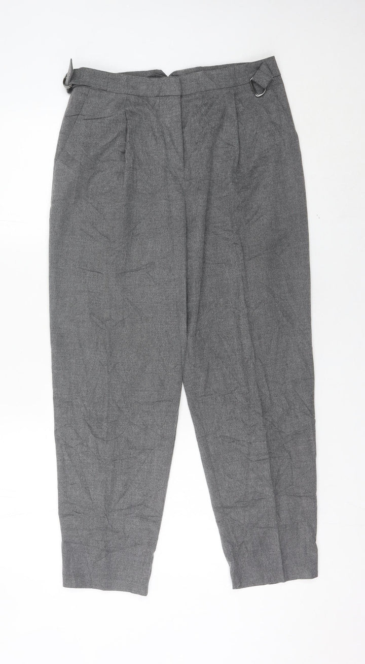 Topshop Women’s Grey Size 10 Pleated Tapered Trousers Workwear